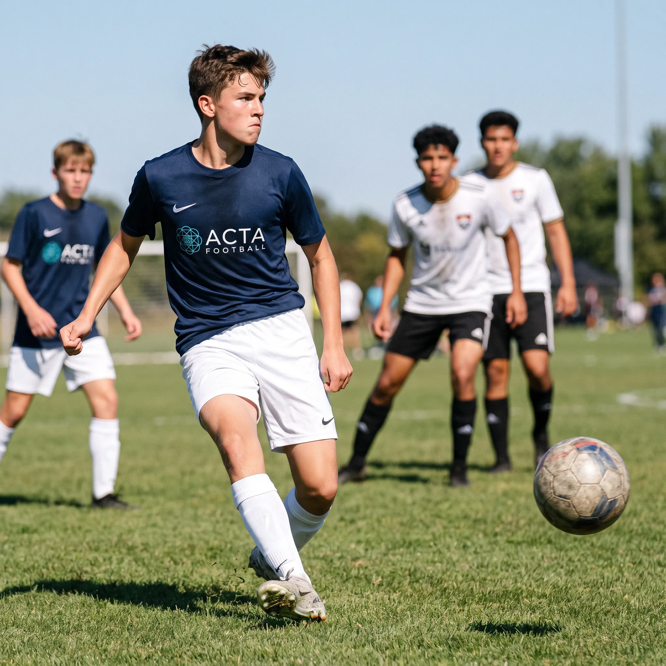 Soccer player scanning the field before receiving a pass