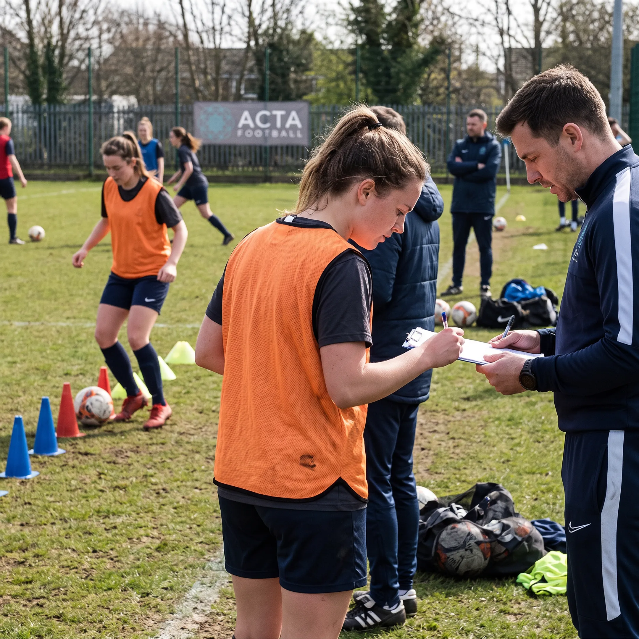 Youth soccer player receiving tactical coaching