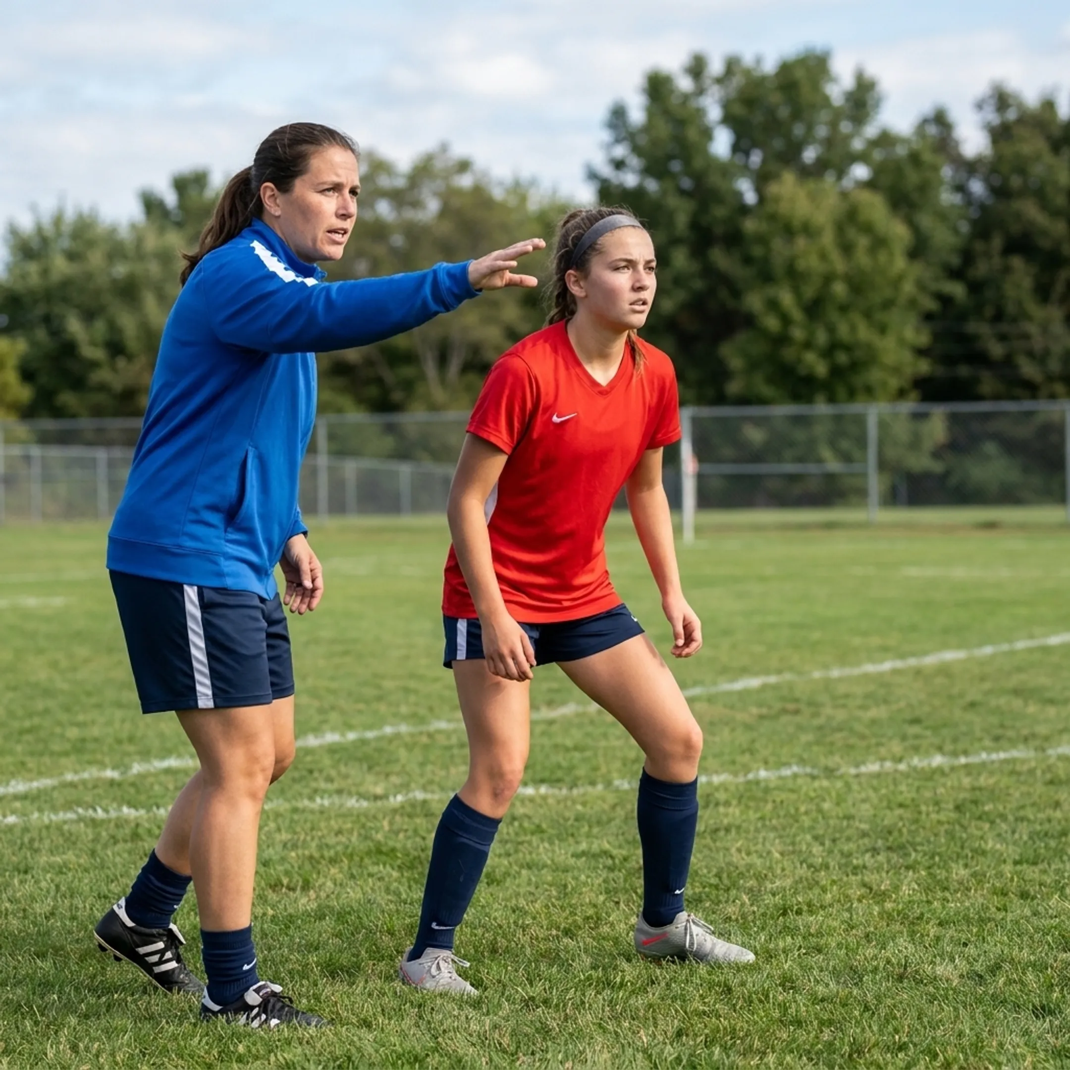 Soccer player practicing tactical decision-making during a coached training session