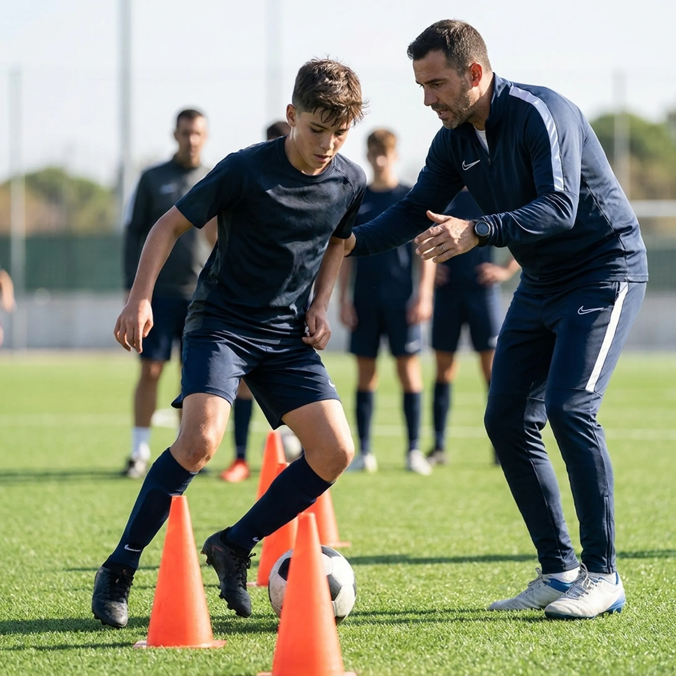 Private one on one soccer training session on the field