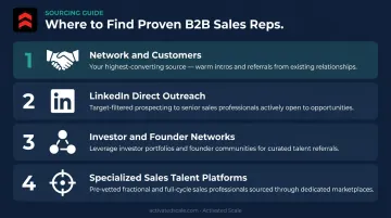 Four highest-yield B2B sales rep sourcing channels ranked by hire quality