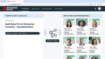 Activated Scale fractional sales talent platform matching dashboard for SaaS startups