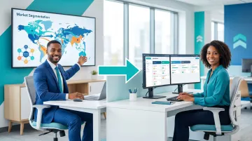 Two professionals representing strategic and execution sales roles working in parallel