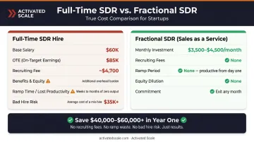 Full-time sales hire total cost versus fractional Sales as a Service monthly cost comparison
