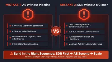 Two common early-stage startup hiring mistakes SDR first versus AE first comparison