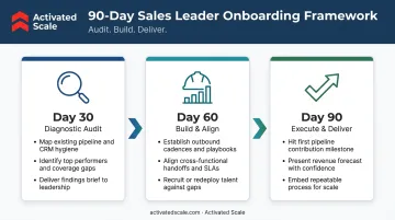 30 60 90 day sales leader onboarding success criteria timeline infographic
