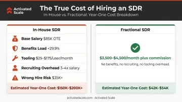 Full-cost breakdown of hiring one in-house SDR versus fractional outsourced SDR