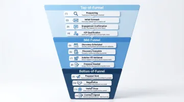 B2B sales pipeline full funnel stage-by-stage flow from prospecting to close