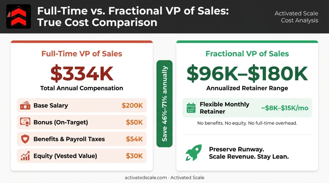 Fractional VP of Sales versus full-time VP cost comparison annual breakdown