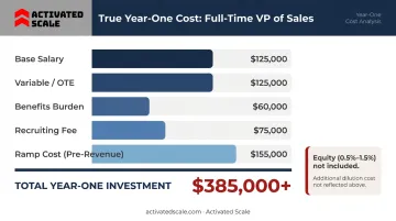 Full-time VP of Sales year-one total employer cost breakdown with ramp period expenses