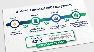B2B SaaS fractional CRO engagement timeline showing results achieved in three months