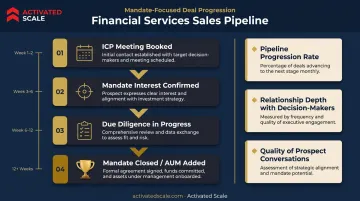 Financial services sales pipeline KPIs measuring long-cycle deal progression over time