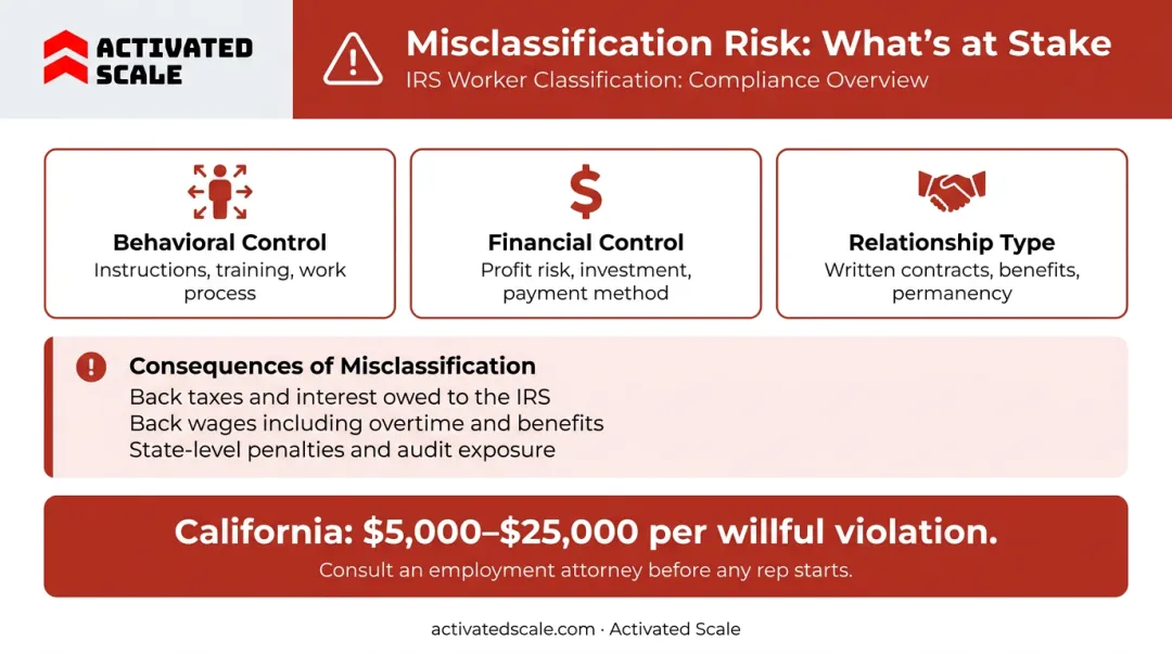Independent contractor misclassification legal risk factors and penalty consequences overview