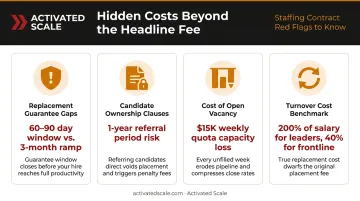 Hidden sales recruiting costs beyond headline fee including guarantees ownership and vacancy loss