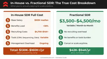 True cost breakdown of hiring full-time SDR versus fractional outsourced SDR