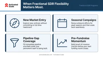 Four key fractional SDR flexibility scenarios for early-stage sales teams infographic