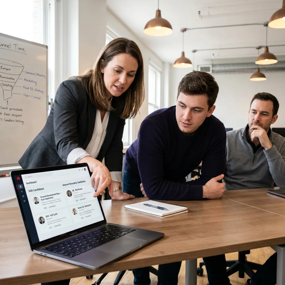 Recruiter reviewing sales candidate profiles