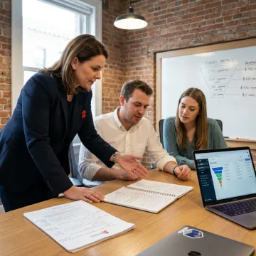 Sales team reviewing coaching plan