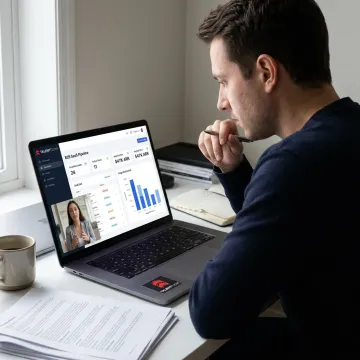 Freelance B2B sales representative reviewing pipeline