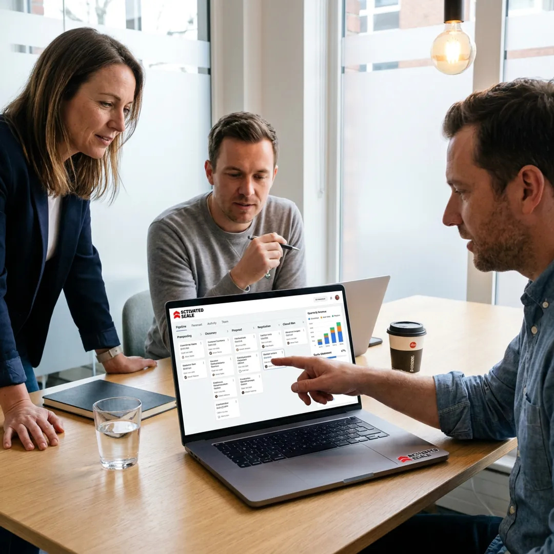Sales operations manager reviewing CRM dashboard