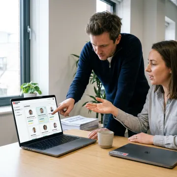 Founder reviewing sales candidate profiles