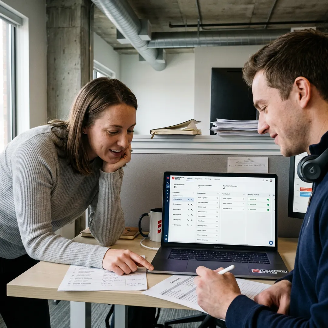 Sales team reviewing SDR outreach process