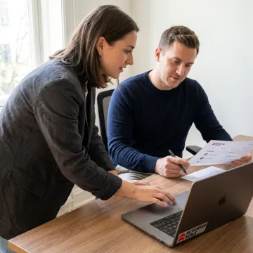 Sales recruiter reviewing Account Executive candidates