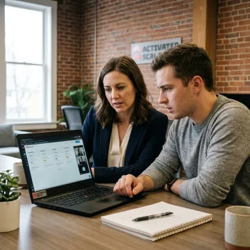 B2B startup sales team reviewing pipeline dashboard