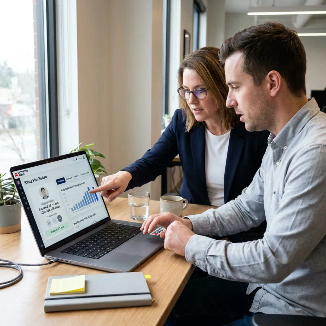 Startup founder interviewing fractional sales candidate