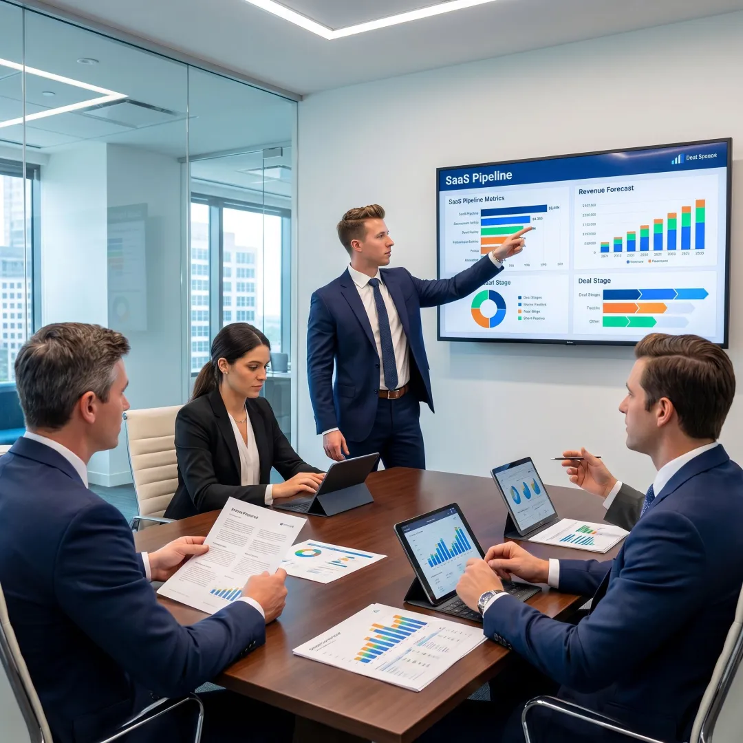 Strategic account executive leading an enterprise sales meeting