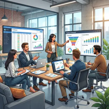 Startup sales team reviewing pipeline metrics