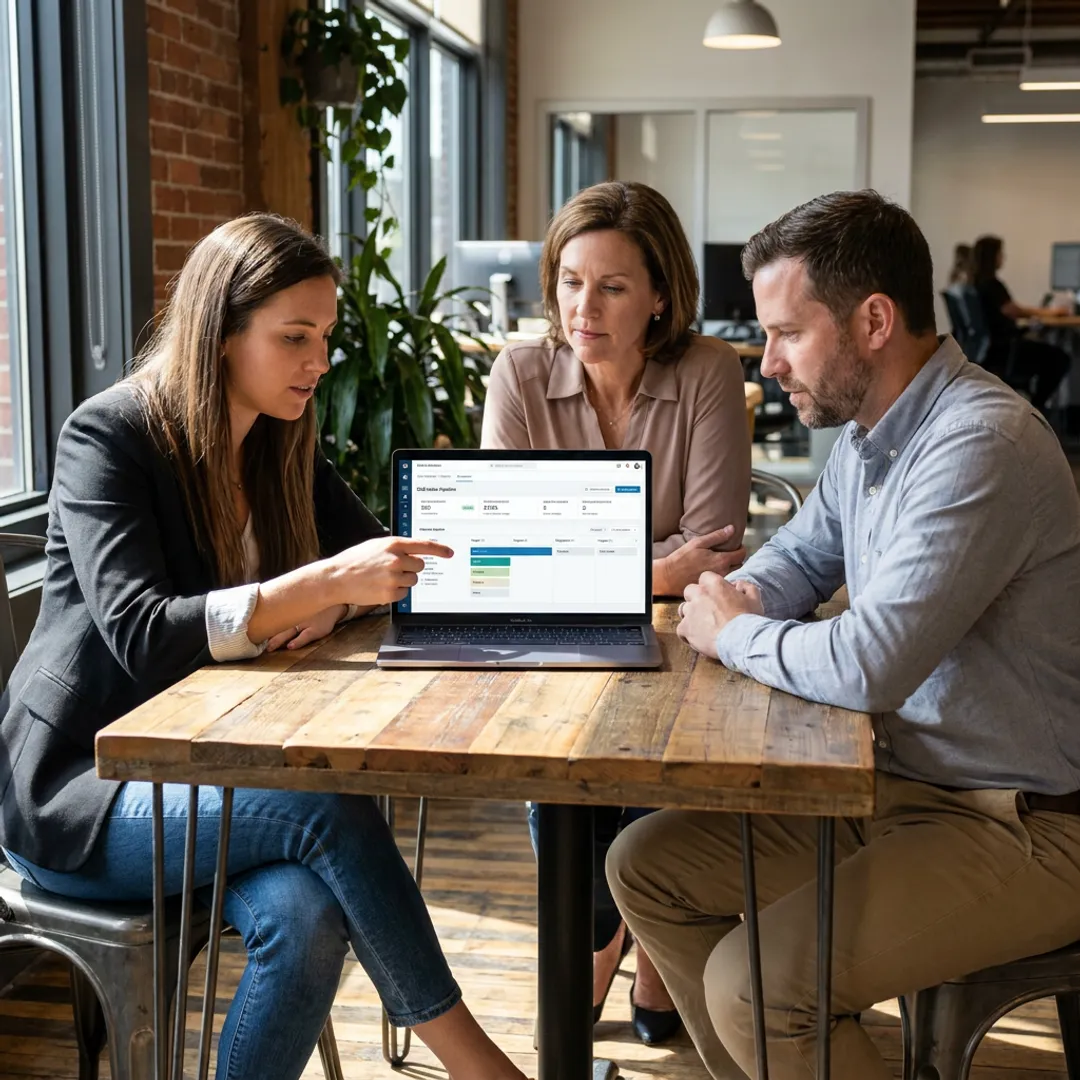 Sales team reviewing pipeline and AE matching process