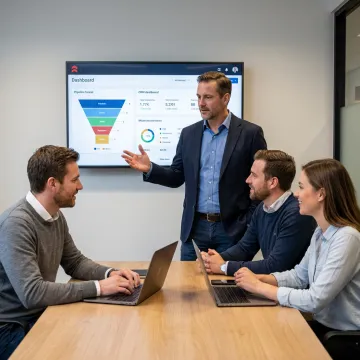 Sales coach leading a B2B team strategy session