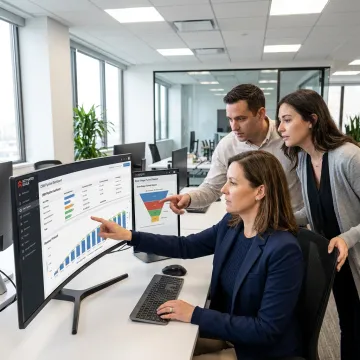 Sales operations manager reviewing revenue dashboards