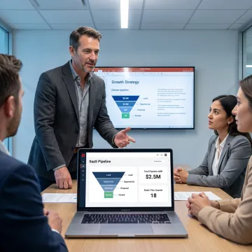Fractional sales consultant reviewing growth strategy