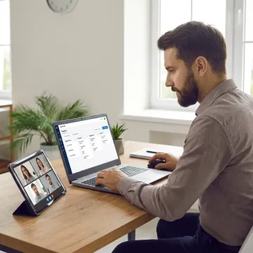 Contract sales matching process on a laptop