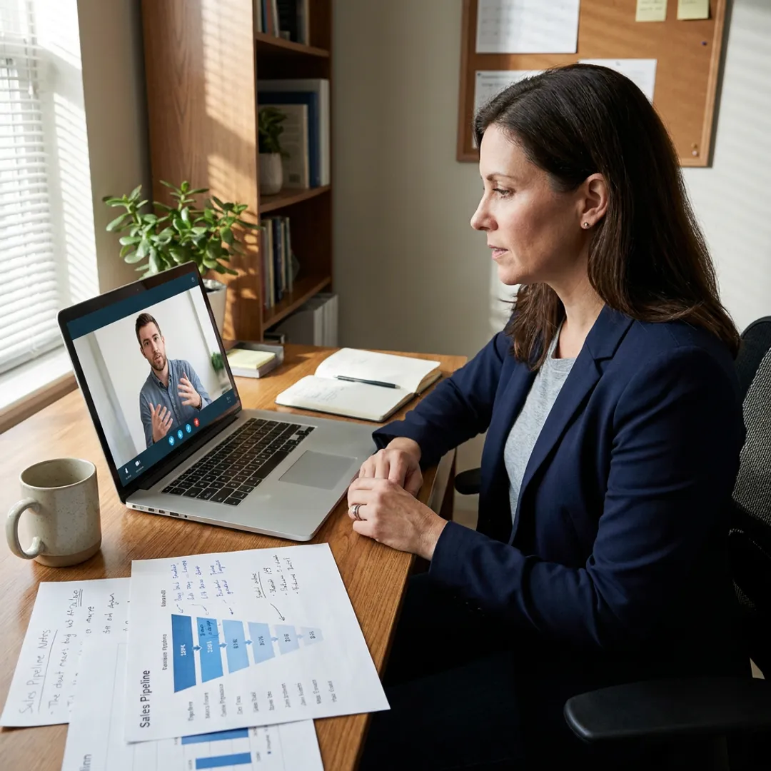 Founder interviewing a fractional sales representative online