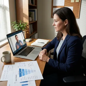 Founder interviewing a fractional sales representative online