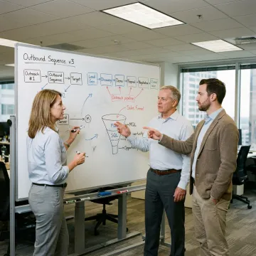 Sales team planning outbound strategy and pipeline stages