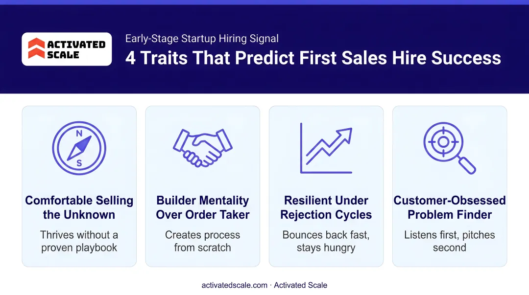 Four behavioral traits predicting first sales hire success at early-stage startups