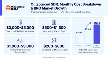 Outsourced SDR monthly cost breakdown and global BPO market growth forecast