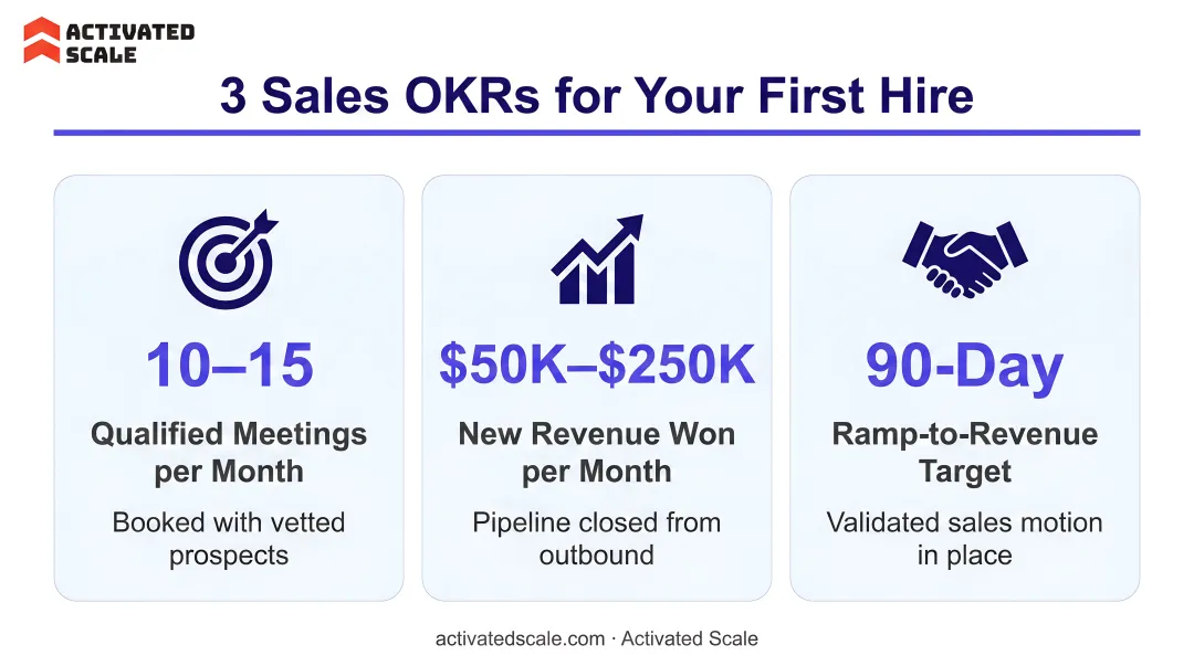 Three outcome-focused sales OKR metrics for pre-seed startup first hire