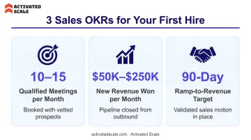Three outcome-focused sales OKR metrics for pre-seed startup first hire