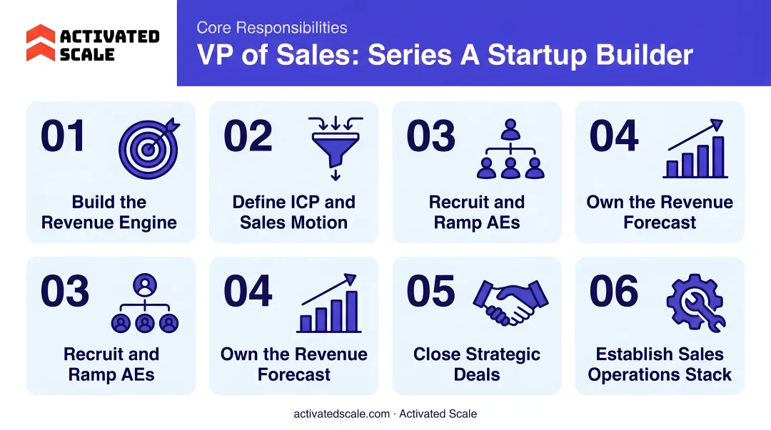 Six core VP of Sales responsibilities at Series A startup builder role