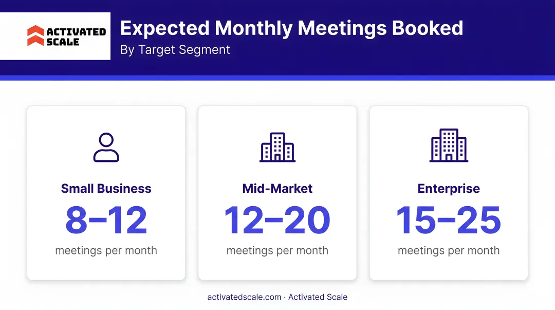 Expected monthly meetings booked by target segment small mid-market enterprise comparison