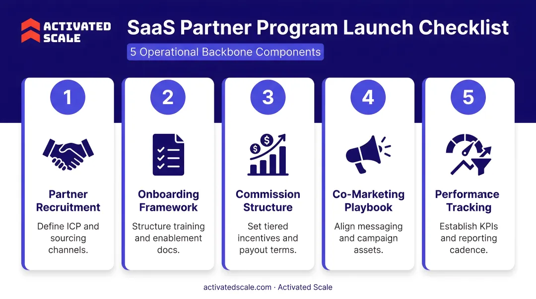 5-step SaaS partner program launch checklist operational backbone components