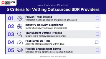 Five criteria checklist for evaluating and vetting outsourced SDR providers