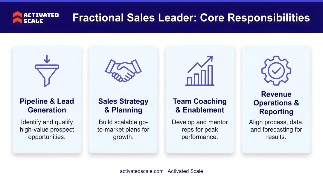 Four core responsibility areas of a fractional sales leader process overview