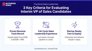 Three key criteria for evaluating interim VP of sales candidates infographic