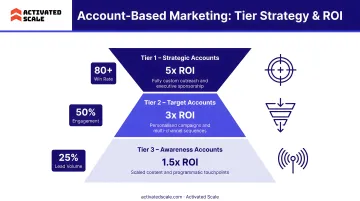 Account-based marketing tier structure with ROI statistics and execution tactics